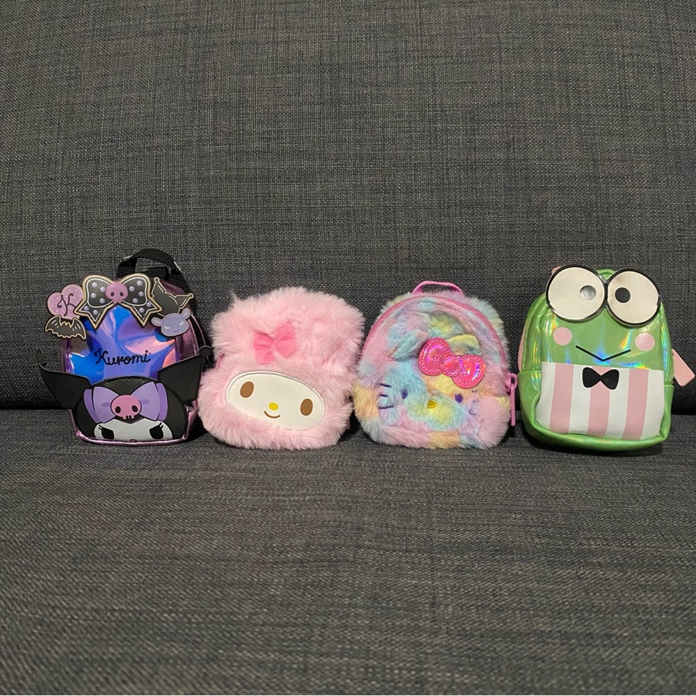 Set of 4 Real Littles Backpacks Sanrio Hello Kitty Keroppi My Melody Kuromi Set